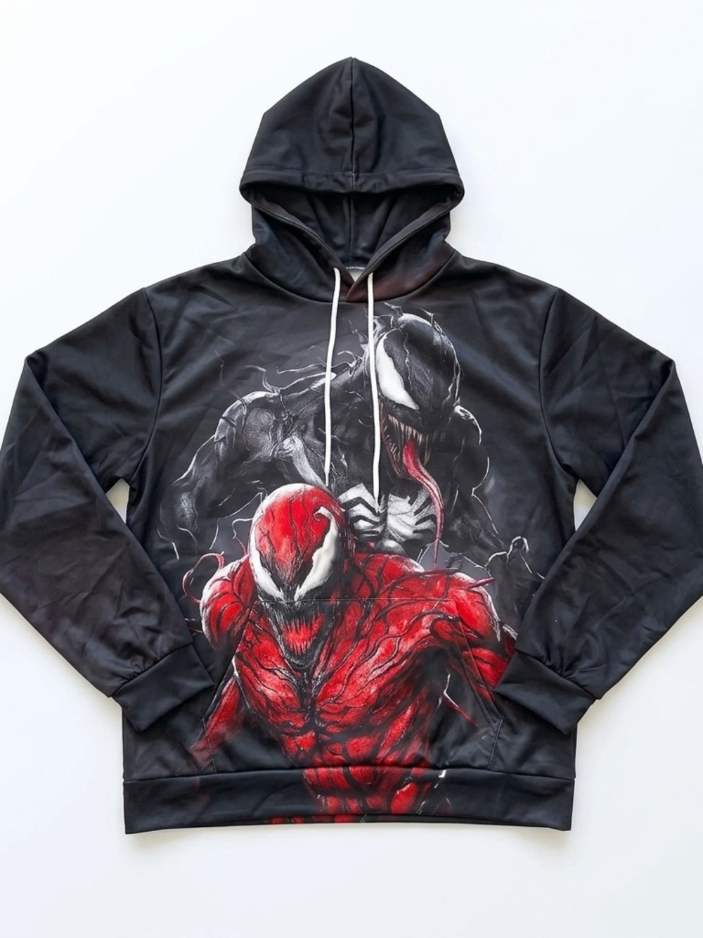 Black & Red Carnage and Venom Graphic Pullover Hoodie
